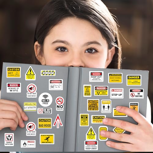 True Flair Trueflair Pack of 59 Hard Hat Vinyl Laptop Stickers, Random Designs, for Laptop, Journal, Bike Helmet, Diary, Guitar, Mobile, Waterproof, Self-Adhesive (Danger) - Image 2