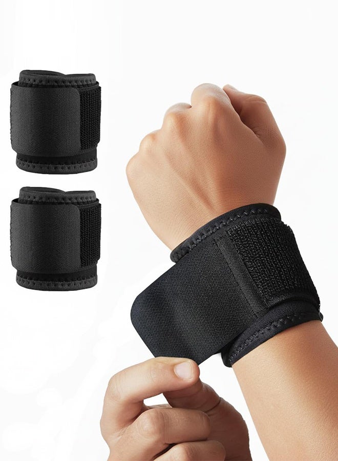 HOME-MART 2-Pack Wrist Wraps Strap for Men & Women - Adjustable Compression Wrist Support for Carpal Tunnel, Weightlifting & Gym Workout. Breathable, Flexible & Reusable Wrist Brace for Pain Relief, I