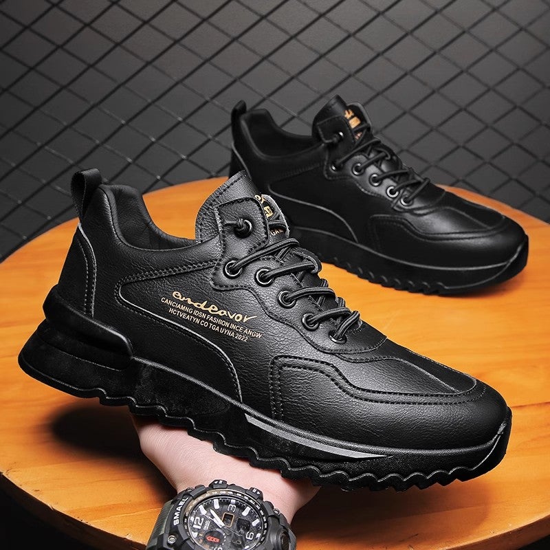 Chef Men'S Shoes Winter Kitchen Work Labor Protection Leather Shoes Black Casual Sports Men'S Trendy Shoes - Image 2