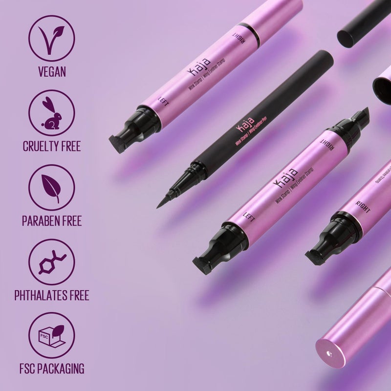 Kaja Winged Eyeliner Set - Wink Stamp Original | with Avocado Extract, Double-ended Wing, Smudge-Proof, Waterproof, Eye Irritation Tested, Long Lasting Pencil, Colorstay, Matte Finish, Cat Eye Look - Image 5