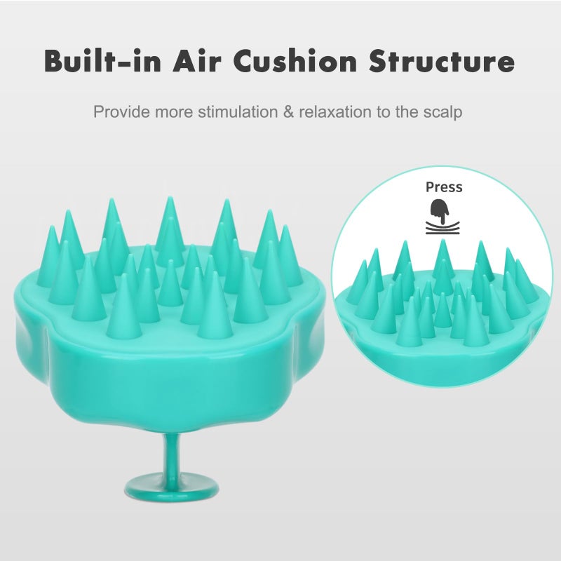 FREATECH Hair Scalp Massager Shampoo Brush with Soft Silicone Bristles for Scalp Care and Hair Growth, Shower Head Scalp Scrubber Exfoliator for Dandruff, Wet & Dry for Men, Women and Kids, Green - Image 4