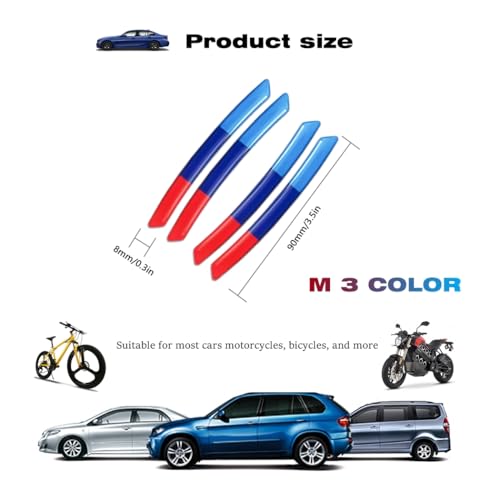 QOMAGO car M 3 Color Wheel Rim Sticker Emblem car Wheel Badge Protection Compatible with BMW X1 X2 X3 X4 X5 X6 X7 M2 M3 M4 M5 1234567series and More - Image 3