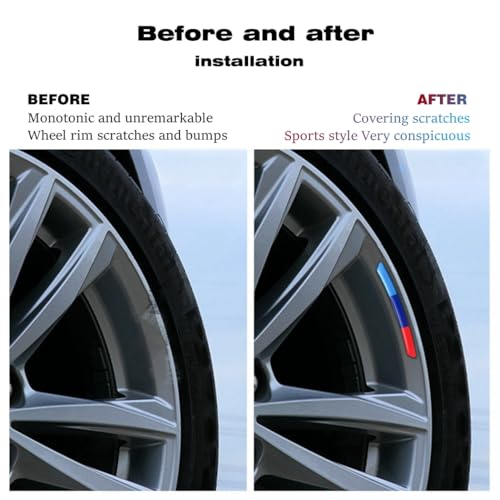 QOMAGO car M 3 Color Wheel Rim Sticker Emblem car Wheel Badge Protection Compatible with BMW X1 X2 X3 X4 X5 X6 X7 M2 M3 M4 M5 1234567series and More - Image 5