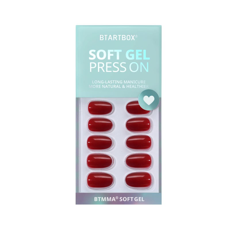 BTArtbox Press On Nails Short - Red Press on Nails Short Oval Nails Fake Nail with Nail Glue, Fit Perfectly, Reusable Glue On Nails in 16 Sizes, Cardinal - Image 3
