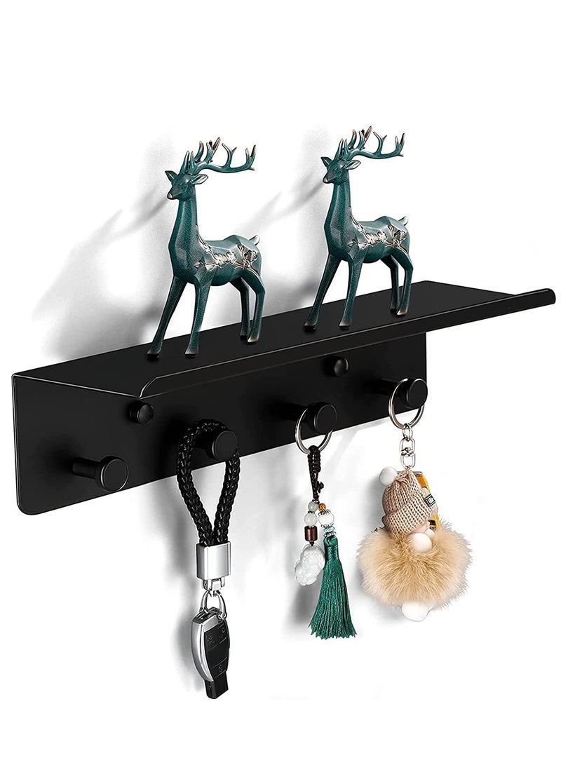 Barakah Key Holder for Wall Decorative, Entryway Hallway Metal Organizer with 4 Hooks, Perfect, Foyer, Closet, mudroom, Kitchens, and More Black - Image 1