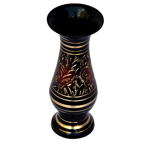 Bhimonee Decor | Brass Decorative Flower Vase | Handcrafted Bidri Work | 6-Inch Long Vase | Luxury Home Decor | Ethnic & Vintage Design | Living Room & Office Accent | Diwali & Housewarming Gift - Image 3