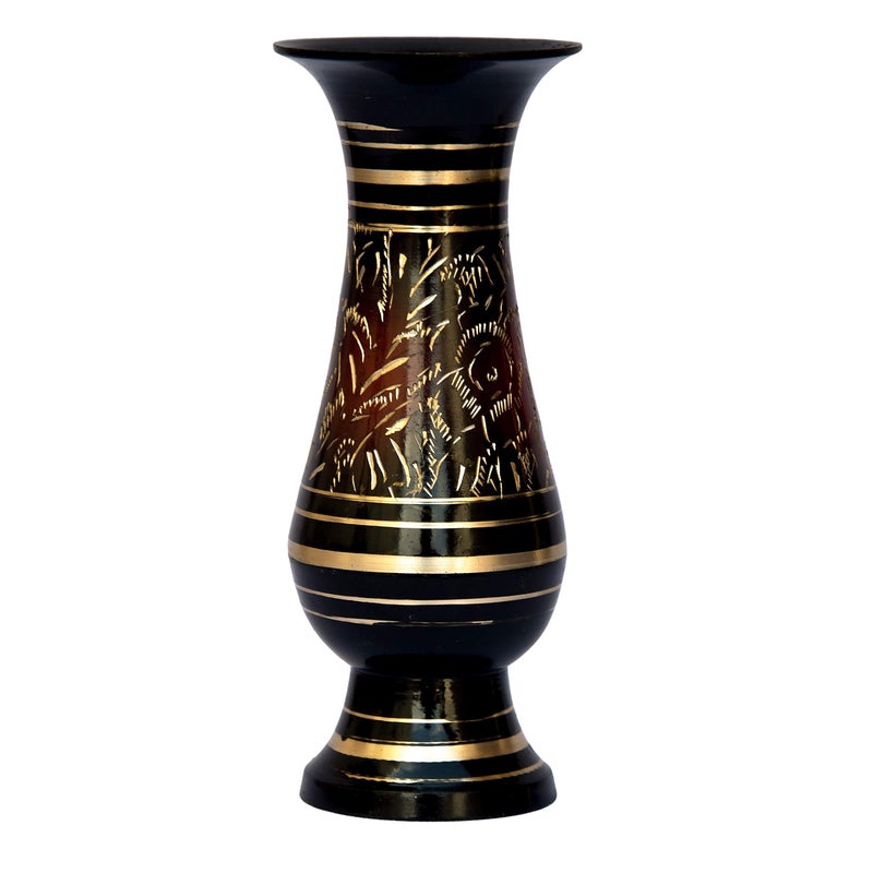 Bhimonee Decor | Brass Decorative Flower Vase | Handcrafted Bidri Work | 6-Inch Long Vase | Luxury Home Decor | Ethnic & Vintage Design | Living Room & Office Accent | Diwali & Housewarming Gift - Image 5