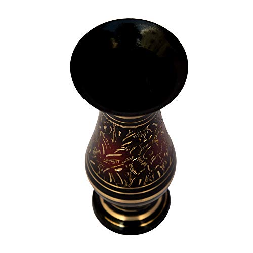 Bhimonee Decor | Brass Decorative Flower Vase | Handcrafted Bidri Work | 6-Inch Long Vase | Luxury Home Decor | Ethnic & Vintage Design | Living Room & Office Accent | Diwali & Housewarming Gift - Image 4
