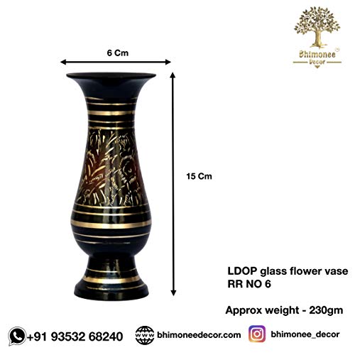 Bhimonee Decor | Brass Decorative Flower Vase | Handcrafted Bidri Work | 6-Inch Long Vase | Luxury Home Decor | Ethnic & Vintage Design | Living Room & Office Accent | Diwali & Housewarming Gift - Image 2