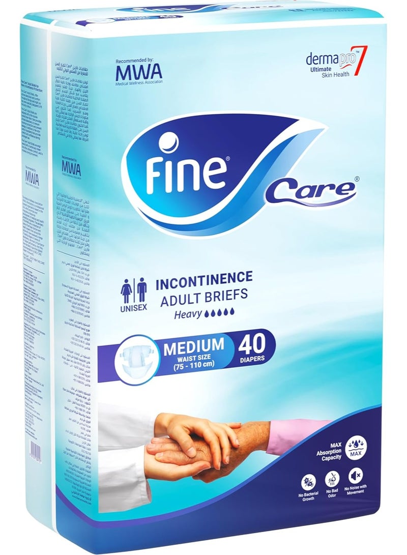 فاين كير حفاضات للكبار Fine Care لمشكلة سلس البول – حجم متوسط، محيط الخصر 75-110 سم – عبوة 40 قطعة - Image 3