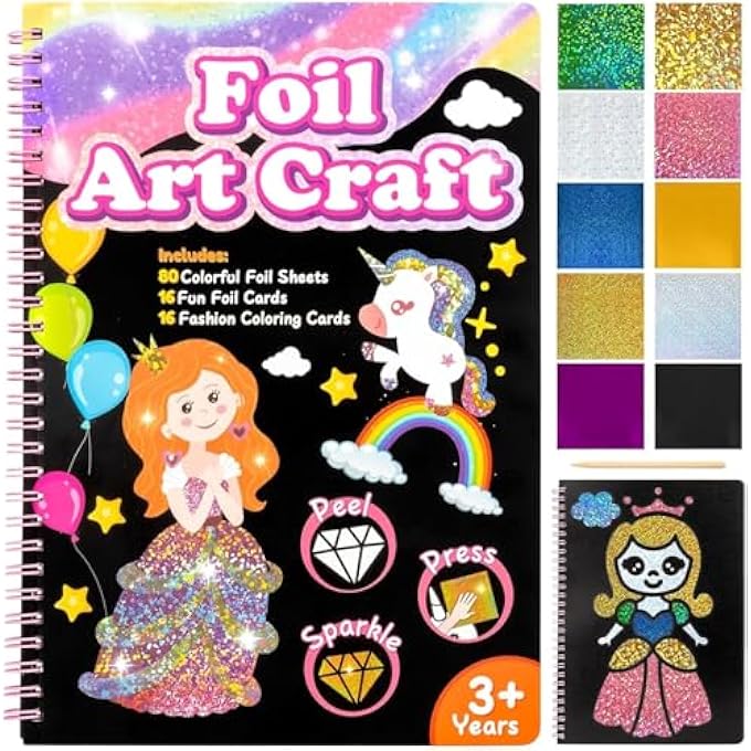 X SPRING ART & CRAFT ACTIVITY, COMPLETE FOIL ART SET FOR CREATIVE KIDS, MESS-FREE TRAVEL CRAFT KIT WITH VIBRANT COLORS, FUN ARTS & CRAFTS ACTIVITY FOR GIRLS AND BOYS 6-10 YEARS OLD - Image 1