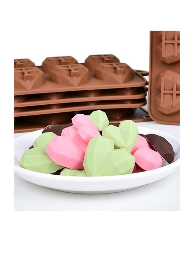Diamond Heart Silicone Molds, Chocolate Molds 15 Cavities 3D Heart Love Shaped Silicone Molds Tray - Image 4