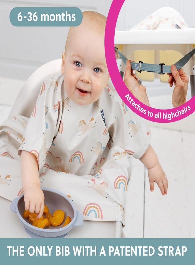 BIBaDO Baby Feeding Bib with Short Sleeves | Waterproof Coverall Weaning Bib 6-36 Months | Baby Led Weaning Bib | Washable Smock Apron for Babies & Toddlers | Serengeti Spaghetti - Image 5