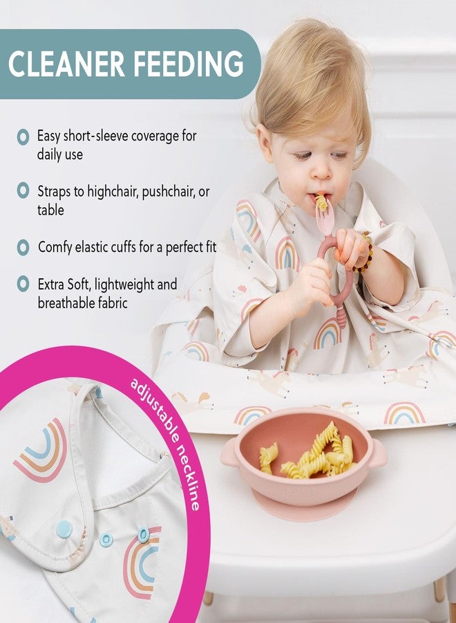 BIBaDO Baby Feeding Bib with Short Sleeves | Waterproof Coverall Weaning Bib 6-36 Months | Baby Led Weaning Bib | Washable Smock Apron for Babies & Toddlers | Serengeti Spaghetti - Image 3