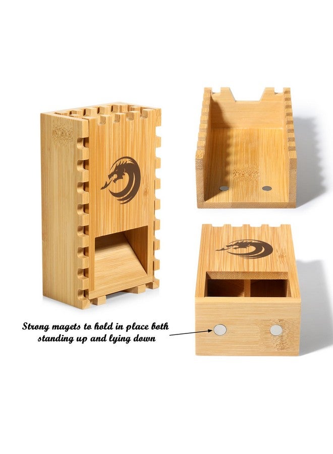 DNDND Bamboo Dice Tower, Folding Dice Tower DND Dice Rolling Tower for Dungeons and Dragons D&D Tabletop Game and RPG Games - Image 3