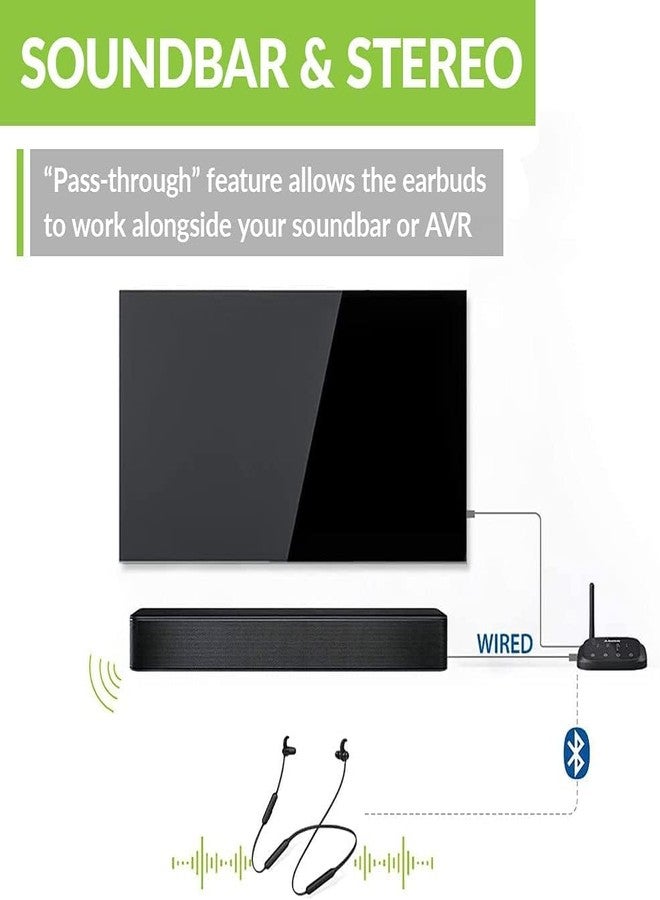 أفانتري سماعات أذن لاسلكية Avantree HT5006 للاستماع إلى التلفزيون، تدعم خاصية تمرير الصوت، سماعات رأس لاسلكية تُعلق حول الرقبة بعمر بطارية يصل إلى 20 ساعة مع جهاز إرسال بلوتوث لأجهزة التلفزيون المزودة بمنافذ صوتية رقمية بصرية، وRCA، وAUX 3.5 ملم، سهلة الاستخدام، بدون تأخير في الصوت - Image 4