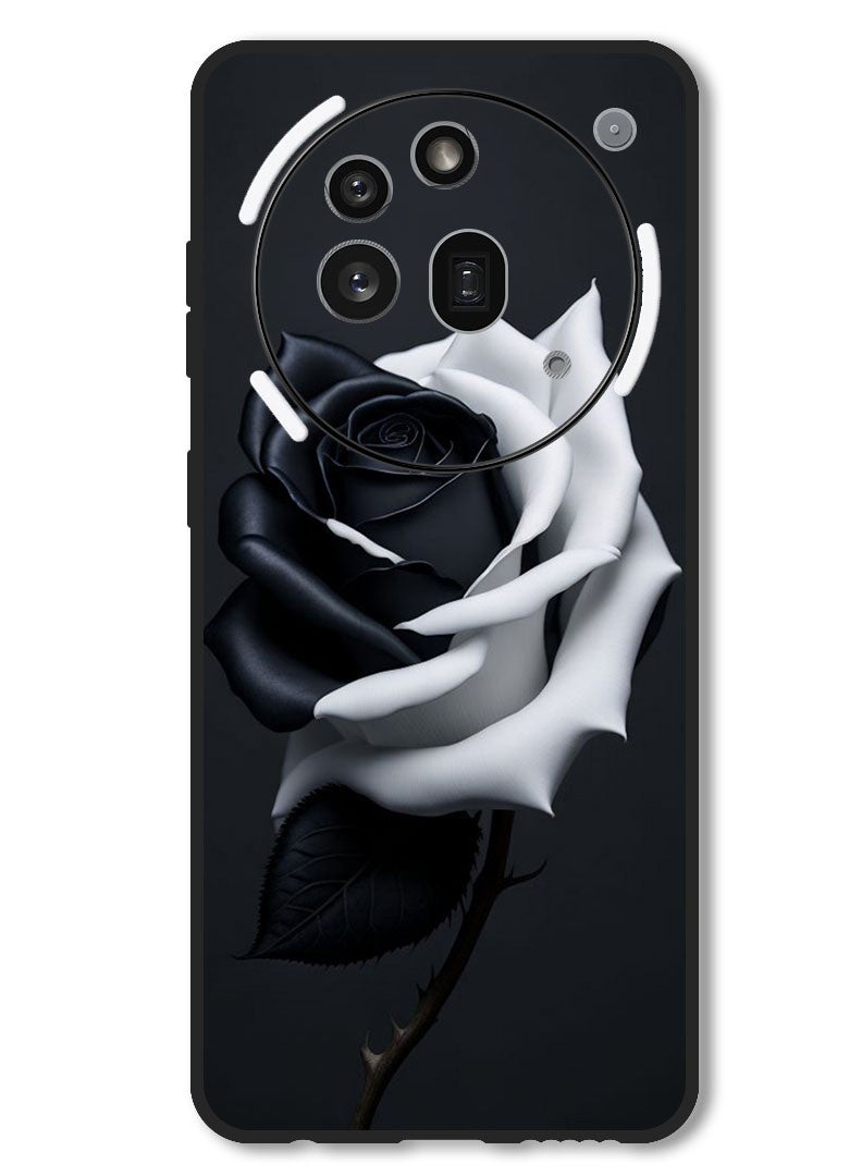 Theodor Case Compatible with Nothing Phone 3a Pro Protection Shockproof Bumper Cover Black and White Rose - Image 1