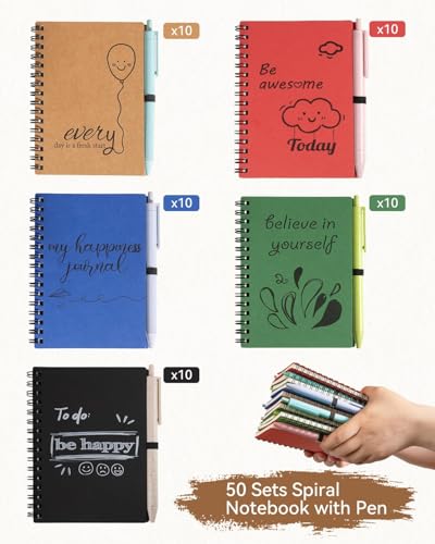 Dynta 50 Sets Small Spiral Notebook and Pen, 4x5.5 Inch Inspirational Journals Bulk, Appreciation Thank You Gifts for Coworkers, Teachers, Students, Family and Friends - Image 3