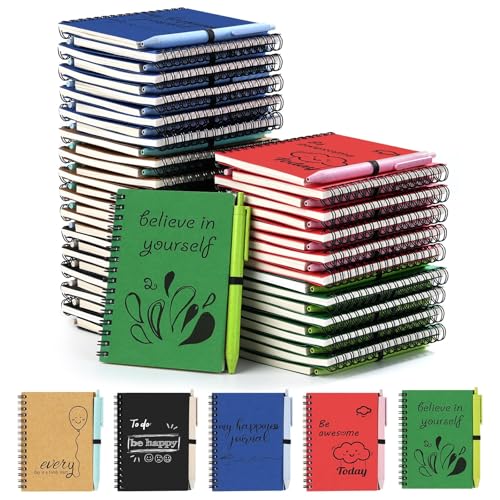 Dynta 50 Sets Small Spiral Notebook and Pen, 4x5.5 Inch Inspirational Journals Bulk, Appreciation Thank You Gifts for Coworkers, Teachers, Students, Family and Friends - Image 1