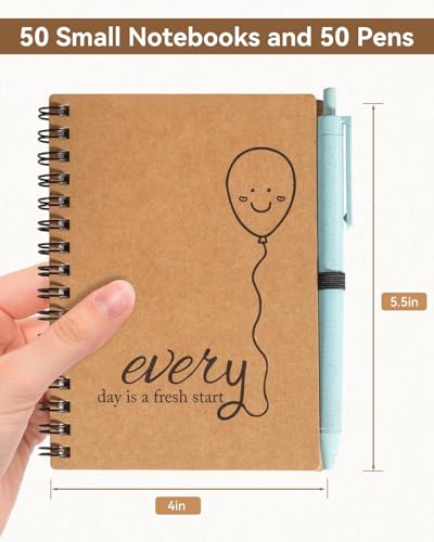 Dynta 50 Sets Small Spiral Notebook and Pen, 4x5.5 Inch Inspirational Journals Bulk, Appreciation Thank You Gifts for Coworkers, Teachers, Students, Family and Friends - Image 2