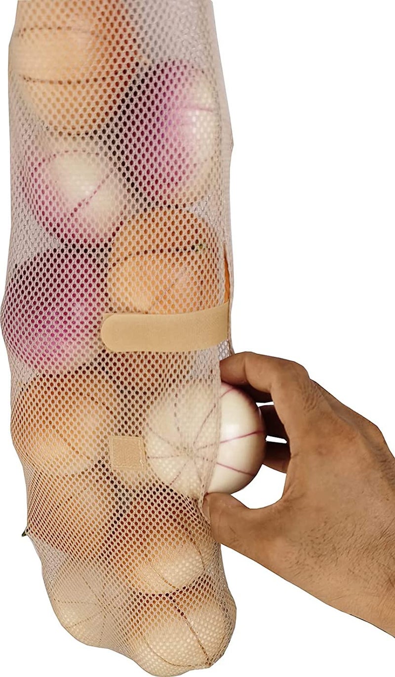 Ahyuan حقائب تخزين شبكية معلقة من أهيون 5 قطع للبصل والثوم والبطاطس حقيبة شبكية طويلة وكبيرة قابلة لإعادة الاستخدام لمنتجات الفواكه والخضروات حقيبة قمامة للمنزل وRV وكامبر - Image 5