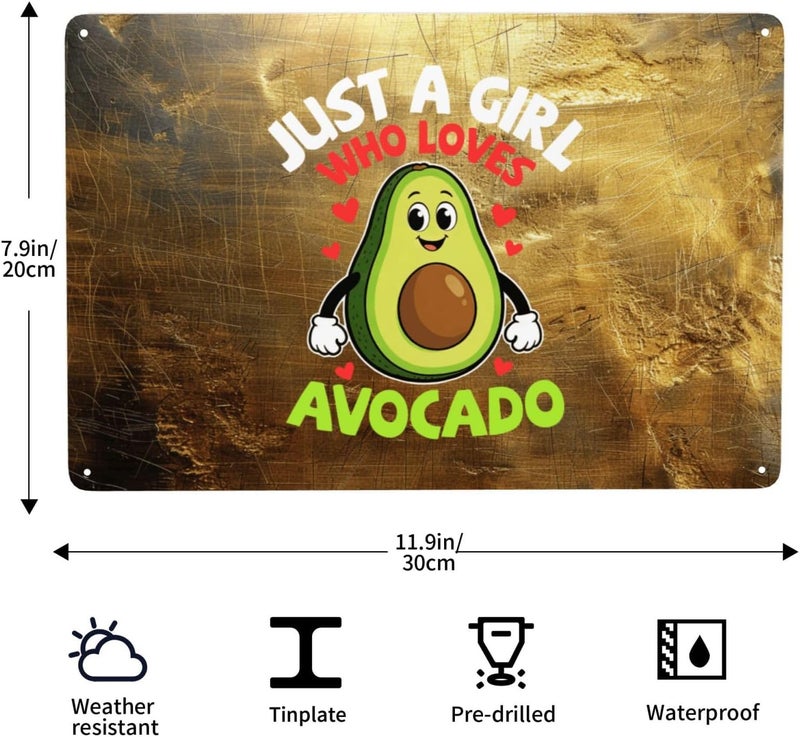 Just A Girl Who Loves Avocado Metal Sign Wall Decor 8x12 Inch Wall Art For Living Room Home Office Outside Decor - Image 3
