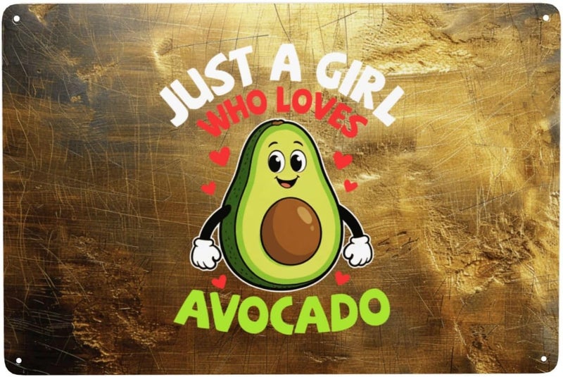 Just A Girl Who Loves Avocado Metal Sign Wall Decor 8x12 Inch Wall Art For Living Room Home Office Outside Decor - Image 1
