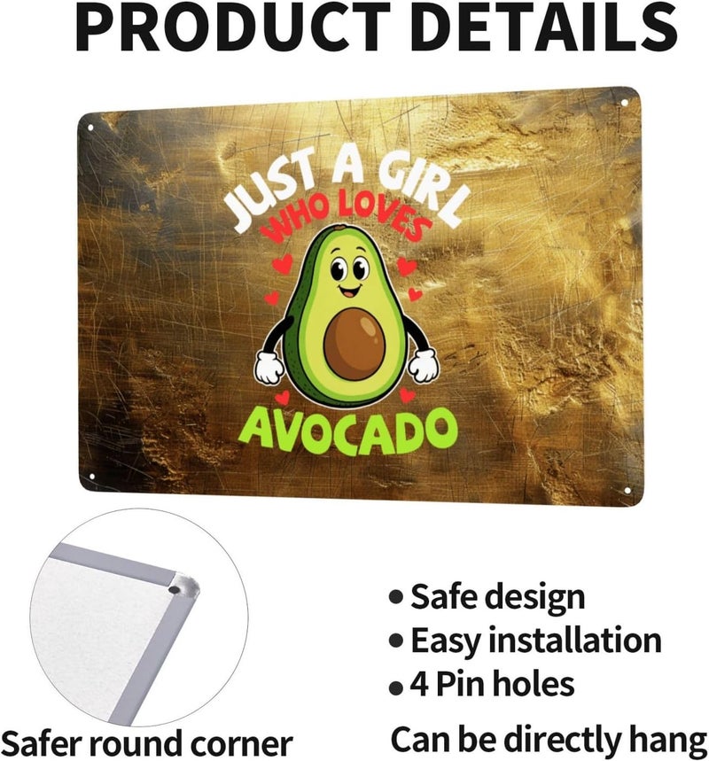 Just A Girl Who Loves Avocado Metal Sign Wall Decor 8x12 Inch Wall Art For Living Room Home Office Outside Decor - Image 4