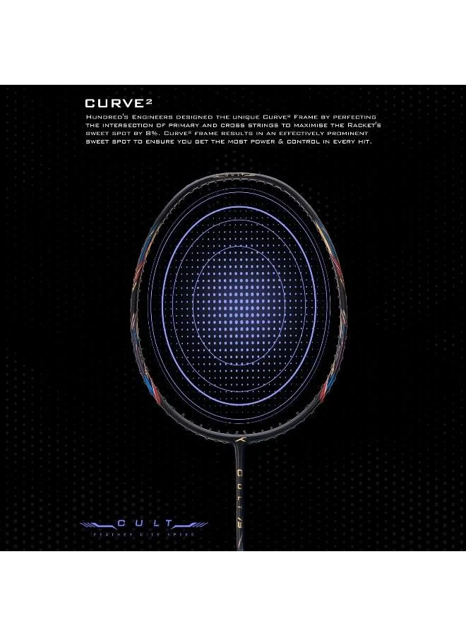 هندرد مضرب تنس الريشة كاربون فايبر خفيف الوزن من هاندرد كالت  غير مشدود مع غطاء كامل للاعبين المتوسطين