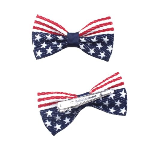 Aysekone 2 Pcs/Pack Girls American Flag Hair Bow Hair Clips Fourth of July Hair Accessories Patriotic Hair Bows Hairgrips - Image 1