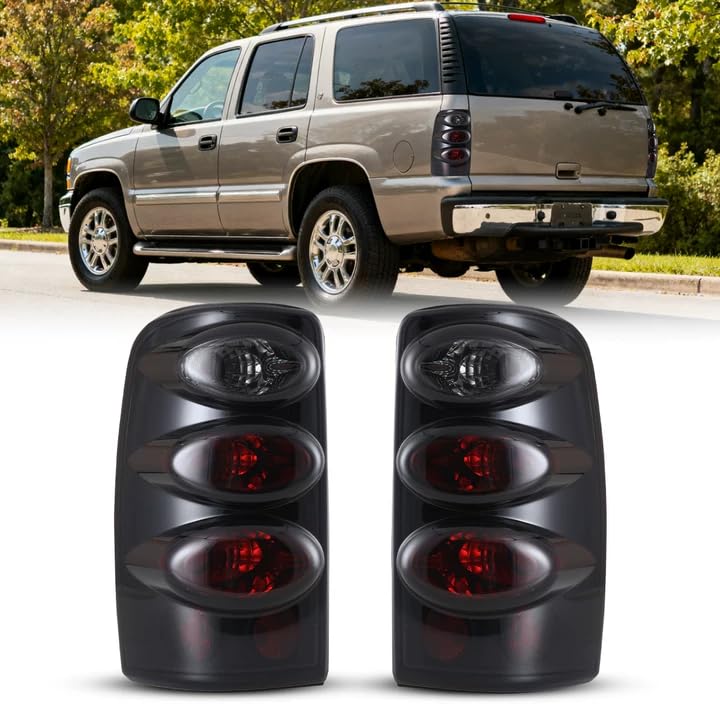 ROXX Taillights Tail Lamps Compatible with 2000 2001 2002 2003 2004 2005 2006 Chevy Suburban 15002500 Tahoe GMC Yukon SLT XL Black SmokeDo Not Fit Double DoorBarn Door Models