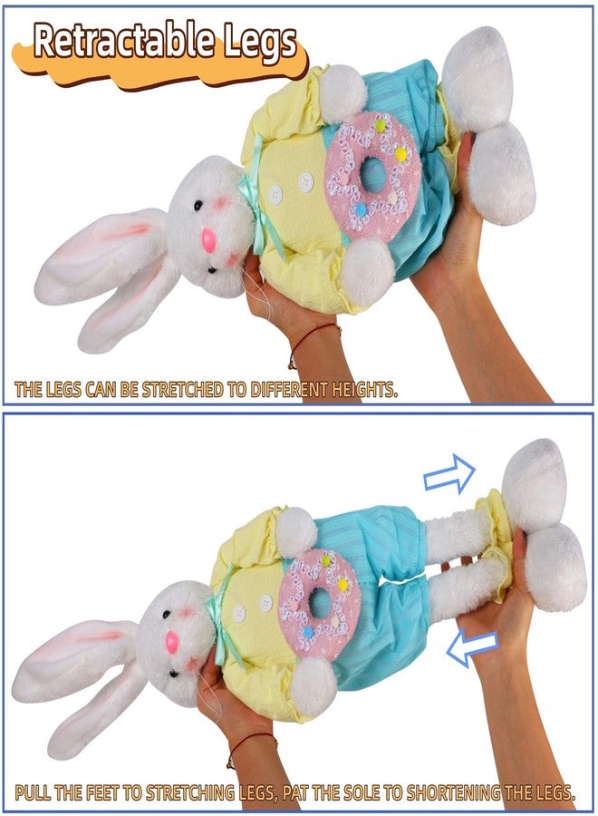 Glintoper 2 Pack Easter Decorations Standing Bunny with Stretchable Legs, 21" to 26" White Rabbits Couple Figurine, Party Favor Photo Props Gifts for Office Kitchen Farmhouse Front Door Spring Home - Image 3