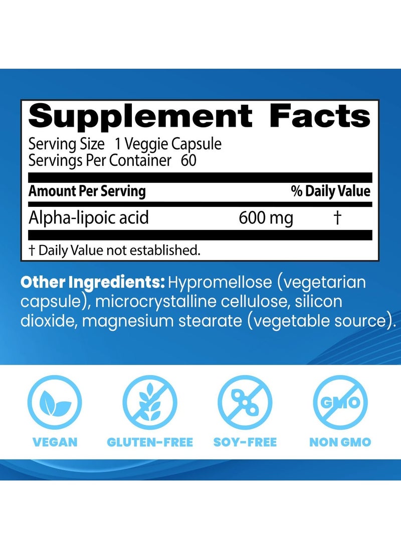 Doctor's BEST Alphalipoic Acid 600 Mg 60 Capsules  - Image 3