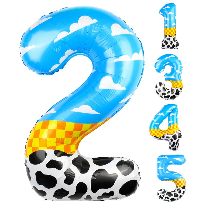 AXBMM 40 Inch Number 2 Balloon Blue Clouds Cartoon Story Balloons Toy Inspired Story Party Supplies for Birthday Garland Arch Kit Farm Favor Number 2 - Image 2
