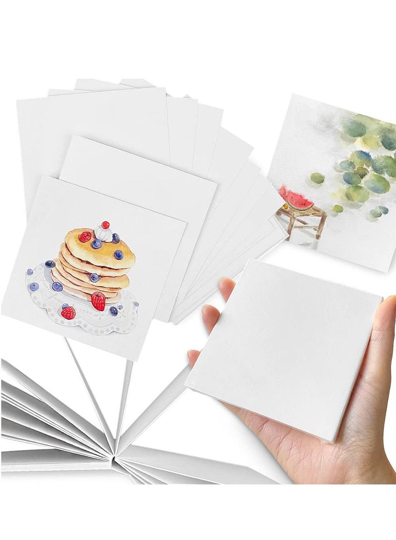 Excefore Watercolor Sketchbook, Portable Square Mini Watercolor Notebook, 20 Sheets Tearable Watercolor Textured Drawing Papers, Art Paper Sketchbook (3.9x3.9 Inch, White) - Image 1