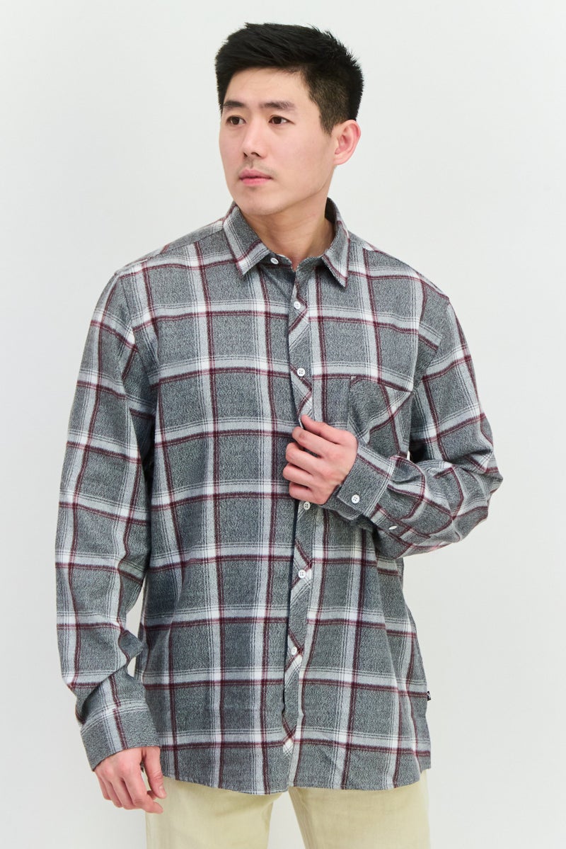 Civil Society Men Regular Fit Plaid Long Sleeves Casual Shirt, Grey  - Image 1