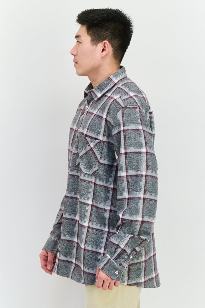 Civil Society Men Regular Fit Plaid Long Sleeves Casual Shirt, Grey  - Image 2