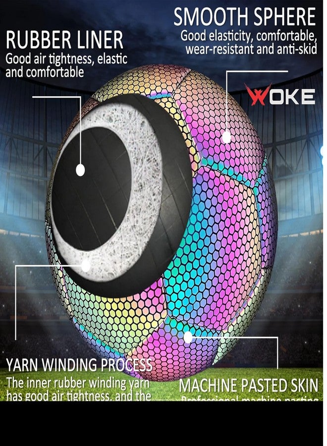 WOKE Vibrant Football Size 5 with Glowing Holographic Design- Official Match Quality Ball for Men, Women, and Kids - Image 3