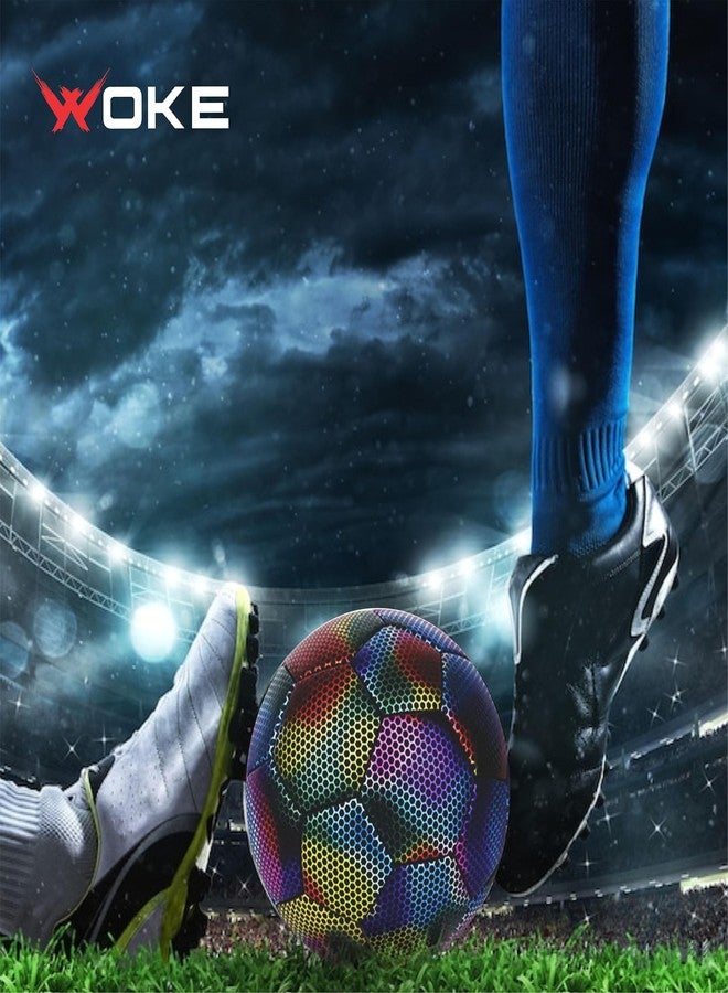 WOKE Vibrant Football Size 5 with Glowing Holographic Design- Official Match Quality Ball for Men, Women, and Kids - Image 5
