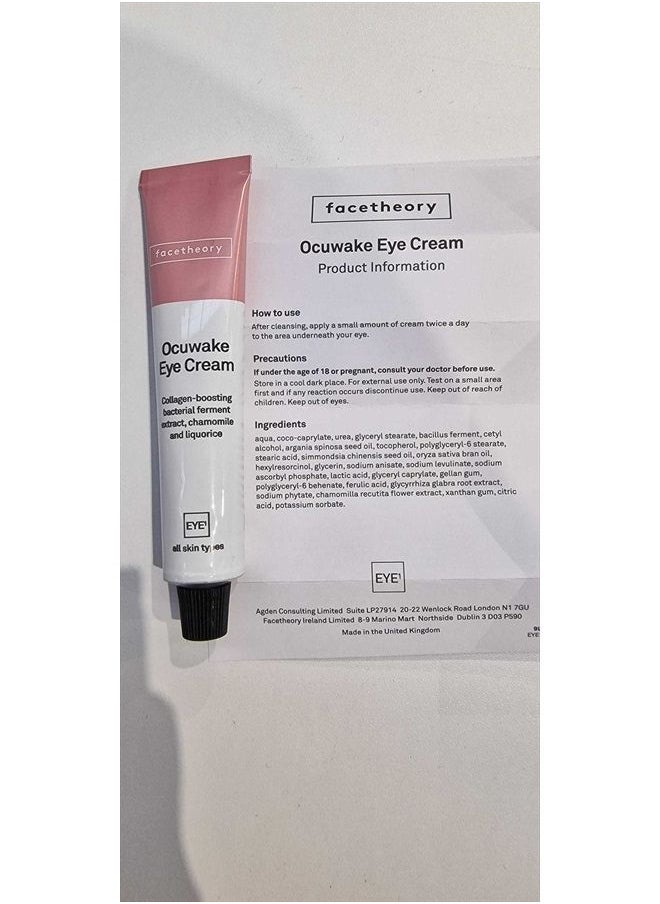 facetheory - Ocuwake Eye Cream EYE1 - Under Eye Cream Dark Circles And Puffiness, Vitamin C Eye Brightening Cream, Vegan and Cruelty-Free, Made in the UK | Unfragranced | 1.0 fl oz - Image 1