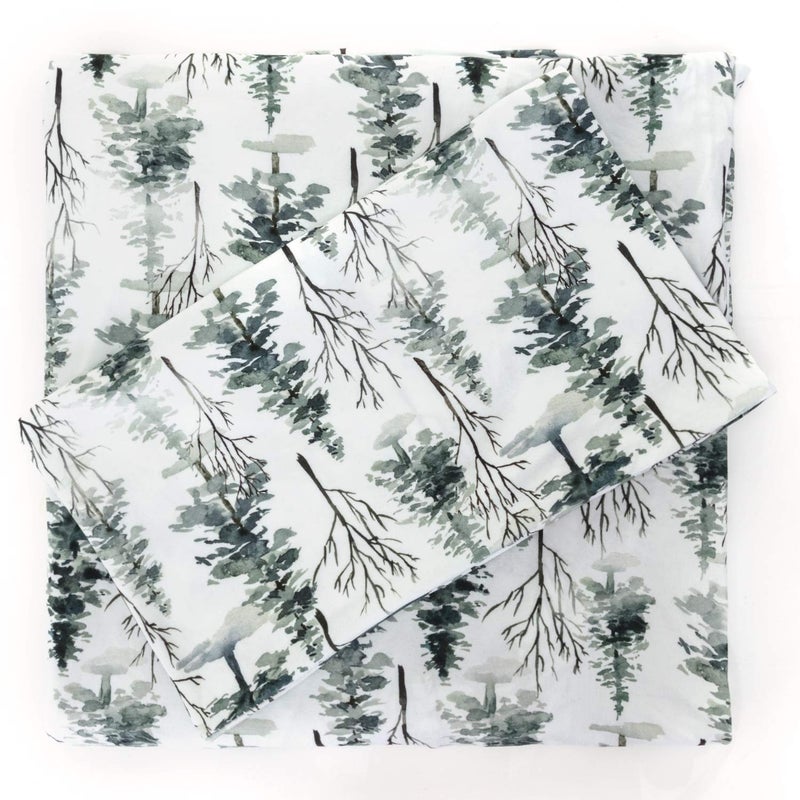 Pobibaby Pobi Baby  Premium Twin Fitted Sheet Flat Sheet with Pillow case  UltraSoft Cotton Blend Stylish Woodland Pattern Deep Pockets  Twins Sheets  3 PC Woods 