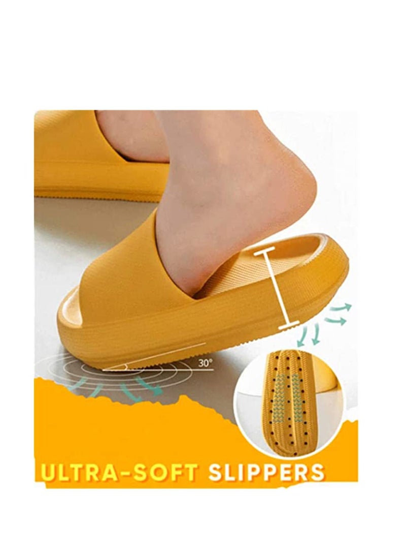 Y&D - Pillow Slides Slippers, Massage Foam Bathroom Non-Slip Thick Sole Technology Soft Home Slippers for Women and Men 7.5-8.5/ 7-7.5 (Yellow) - Image 1