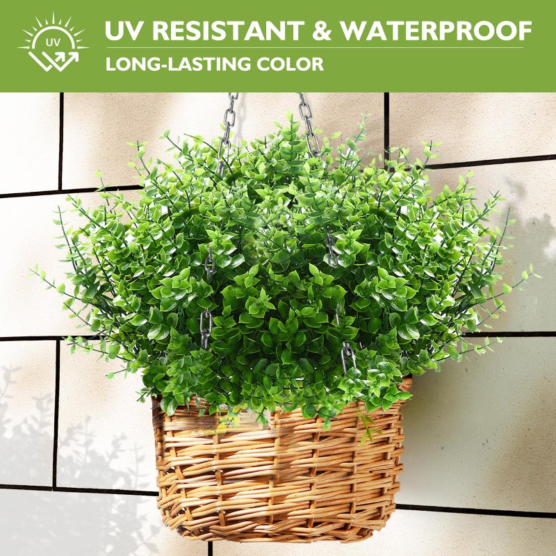 WYOK 14 Bundles Artificial Grass UV Resistant for Patio Outdoors Fake Faux Silk Plants Realistic Plastic Grass Indoors Porch Window Home Decoration (14, Green Grasses) - Image 5