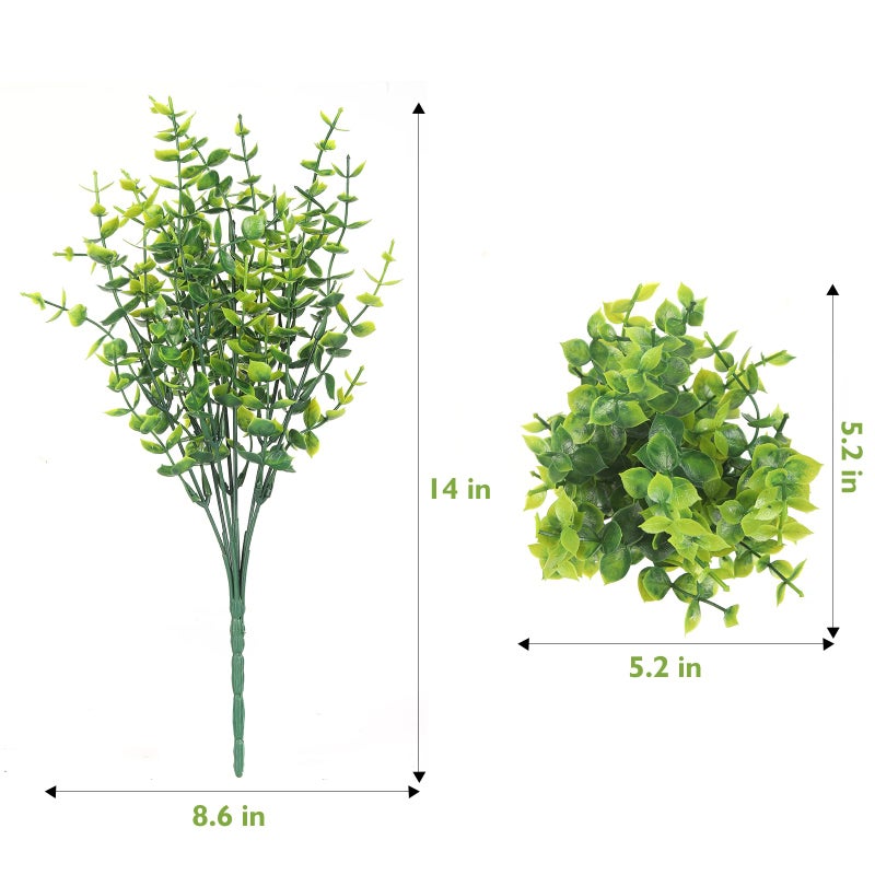 WYOK 14 Bundles Artificial Grass UV Resistant for Patio Outdoors Fake Faux Silk Plants Realistic Plastic Grass Indoors Porch Window Home Decoration (14, Green Grasses) - Image 3
