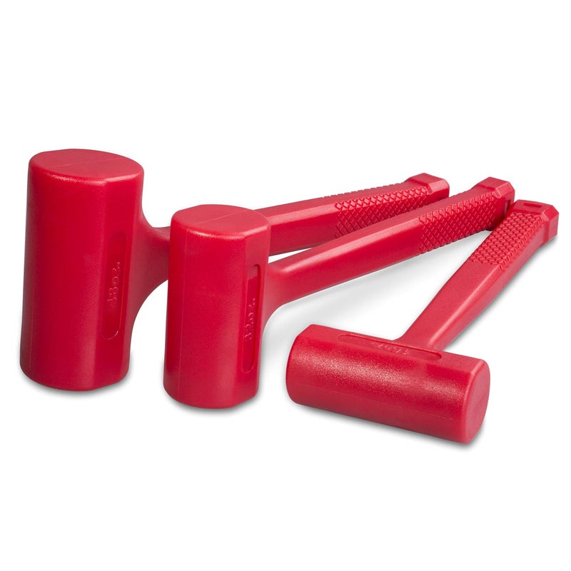 EFFICERE 3-Piece Premium Dead Blow Hammer and Unicast Mallet Set - Include 16-oz (1 lb), 32-oz (2 lb) and 48-oz (3 lb), Neon Red Color | Rebound and Spark Resistant Hammers, Non-Marring and Non-Sparking Design - Image 2