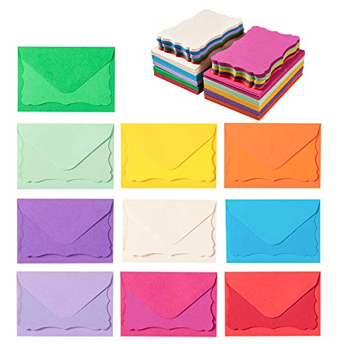 Toperd 100 Pack Mini Envelopes with Colorful Blank Note Cards Small Self-Adhesive Envelopes Small Business Card Envelopes(4 x 2.7 Inches, 10 Colors) (Multicolored) - Image 1