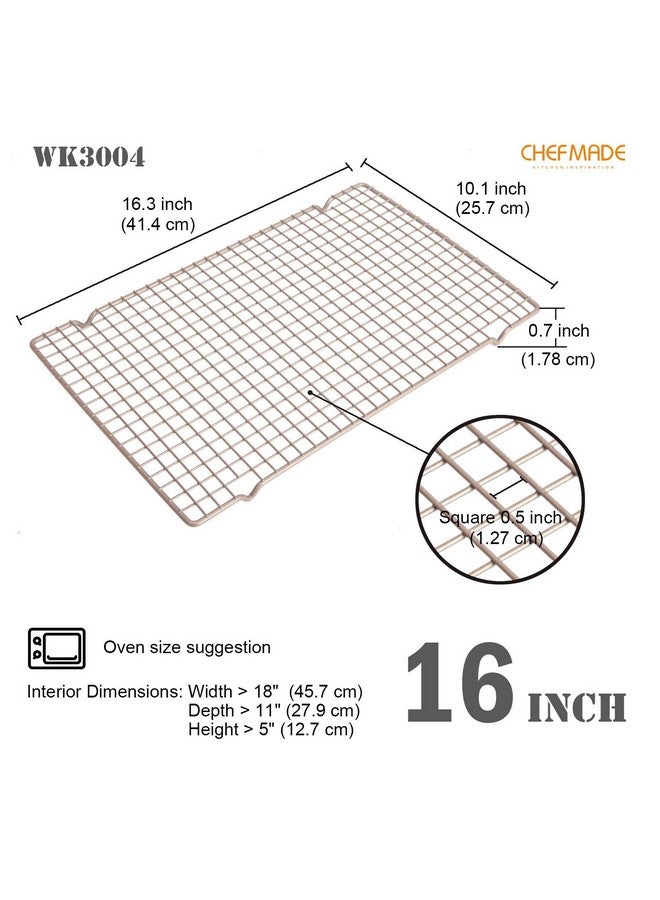 chefmade Baking And Cooling Rack 16.3Inch Nonstick Boldgrid Design Rectangle Wire Rack For Oven Baking (Champagne Gold) - Image 2