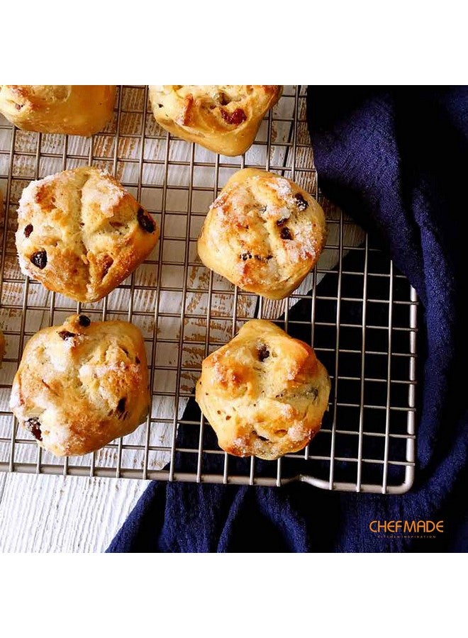 chefmade Baking And Cooling Rack 16.3Inch Nonstick Boldgrid Design Rectangle Wire Rack For Oven Baking (Champagne Gold) - Image 4