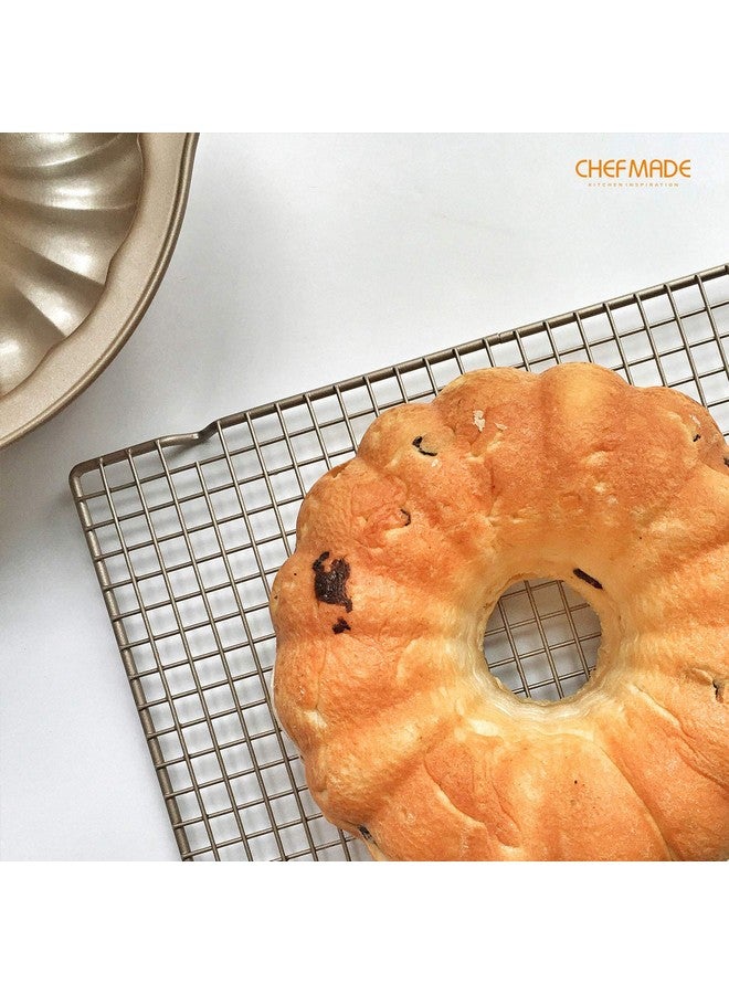 chefmade Baking And Cooling Rack 16.3Inch Nonstick Boldgrid Design Rectangle Wire Rack For Oven Baking (Champagne Gold) - Image 3