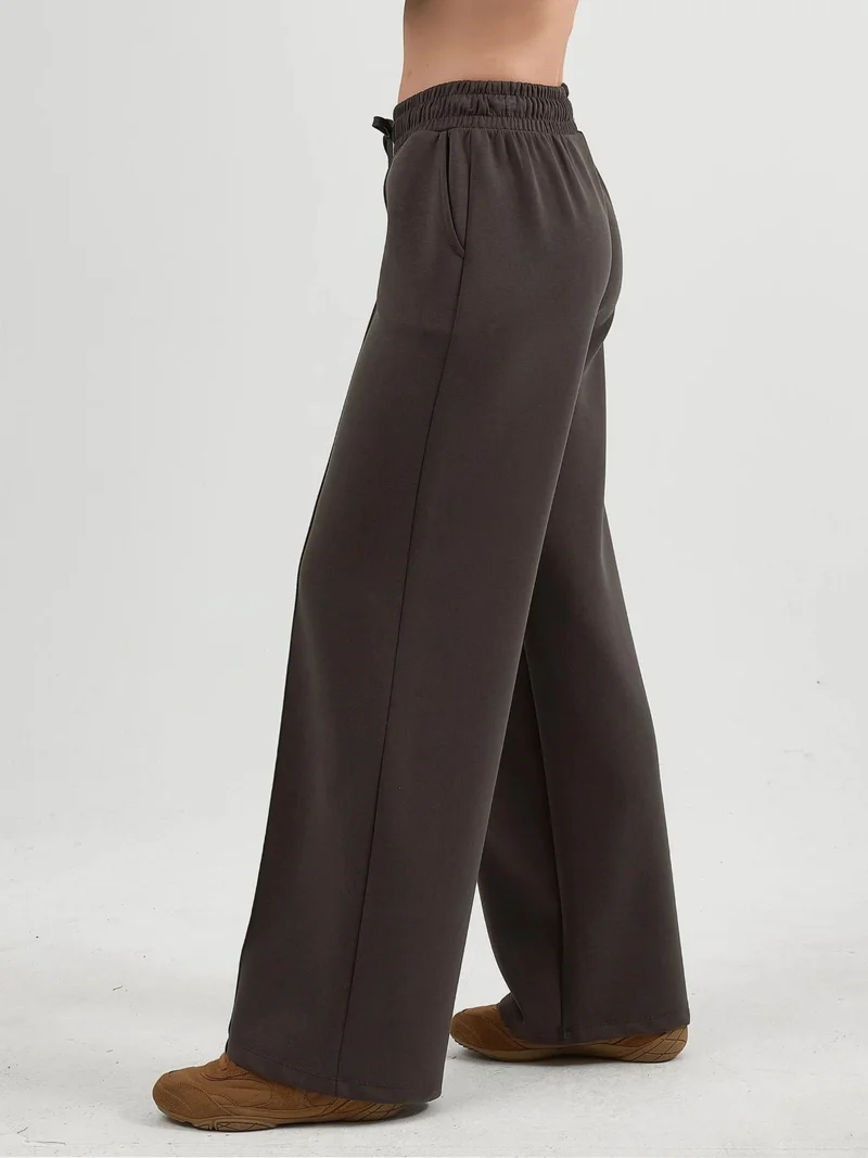 Busem Mocha Brown BUSEM Elastic Waist Straight Leg Pants for Women | Best Price UAE